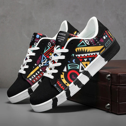 Nouvelles Chaussures de Skateboard Tendance pour Hommes – Baskets Décontractées Antidérapantes en Toile à Motifs pour la Marche en Extérieur – Zapatos Sportifs pour Homme