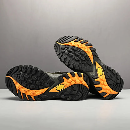 HIKEUP Scarponi da trekking da uomo alti, scarpe invernali da outdoor, con lacci, antiscivolo, sportive, casual, da trekking, in pelle scamosciata, calde