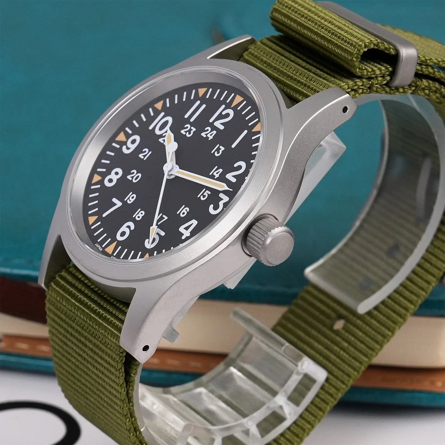 Militado ML05 38mm Military Watch Miyota 2035 Movement Domed Sapphire Crystal C3 Green Luminous 10Bar Waterproof Vintage Watches