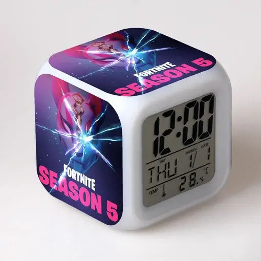Fortnite-Wecker, niedlich, modisch, im Cartoon-Stil, personalisiert, kreativ, Kawaii, minimalistischer LED-Wecker, Geschenk zum Geburtstag von Freunden