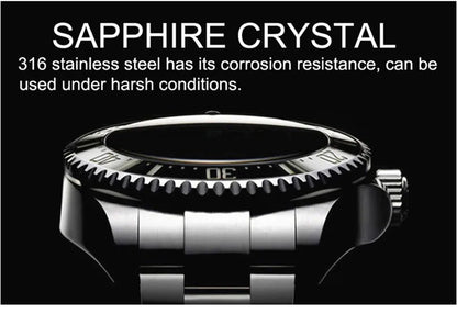 LOREO Original Men's Business Watch 20ATM Waterproof Wristwatch Top Brand Casual Sport Seagull Automatic Mechanical Watch Men