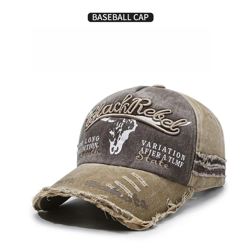Neue coole Herren-Baseballcap aus gewaschener Baumwolle im Retro-Stil für alle Jahreszeiten – Outdoor-Sportkappe für Herren als Accessoire