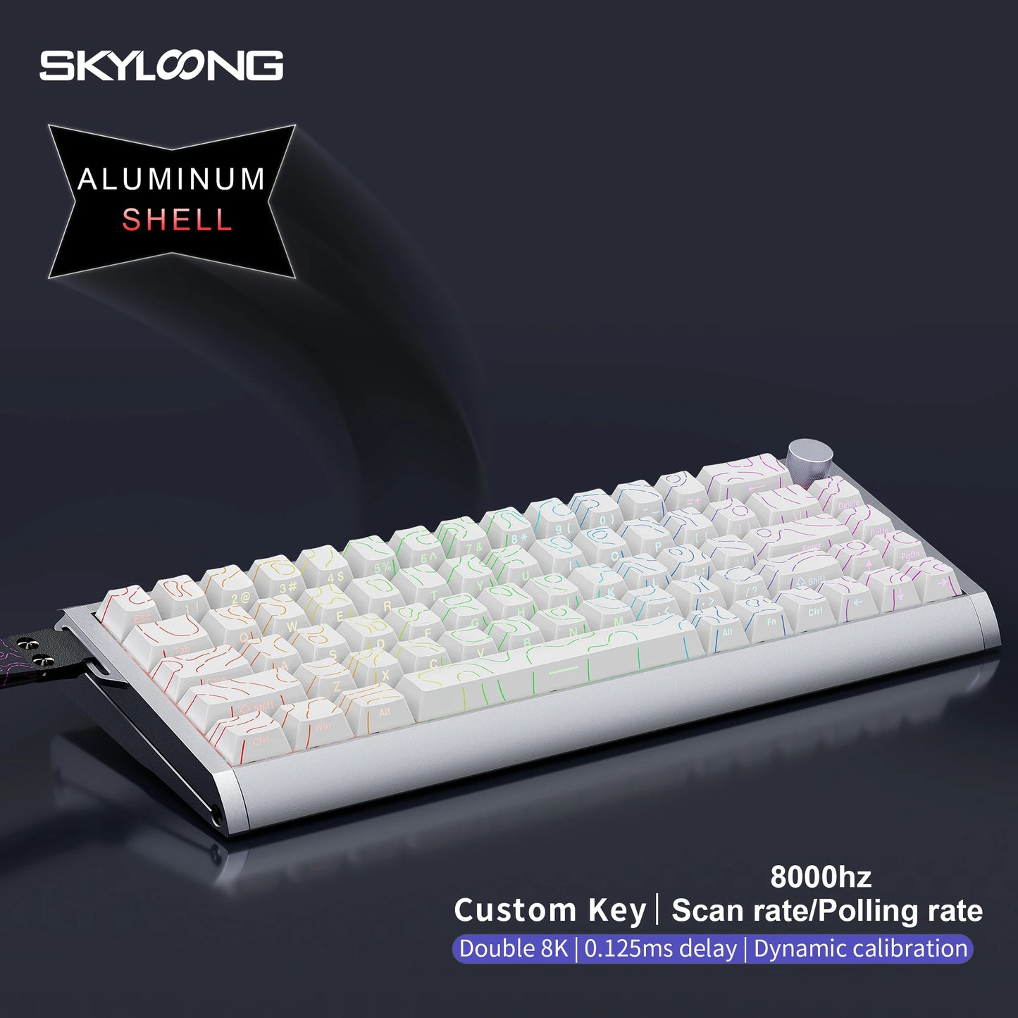 Tastiera magnetica SKYLOONG GK61/GK68 HE con case in alluminio, 8000hz, RT0.01mm, Rapid Trigger, keycap PBT, retroilluminazione RGB, tastiera gaming cablata
