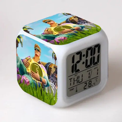 Fortnite-Wecker, niedlich, modisch, im Cartoon-Stil, personalisiert, kreativ, Kawaii, minimalistischer LED-Wecker, Geschenk zum Geburtstag von Freunden
