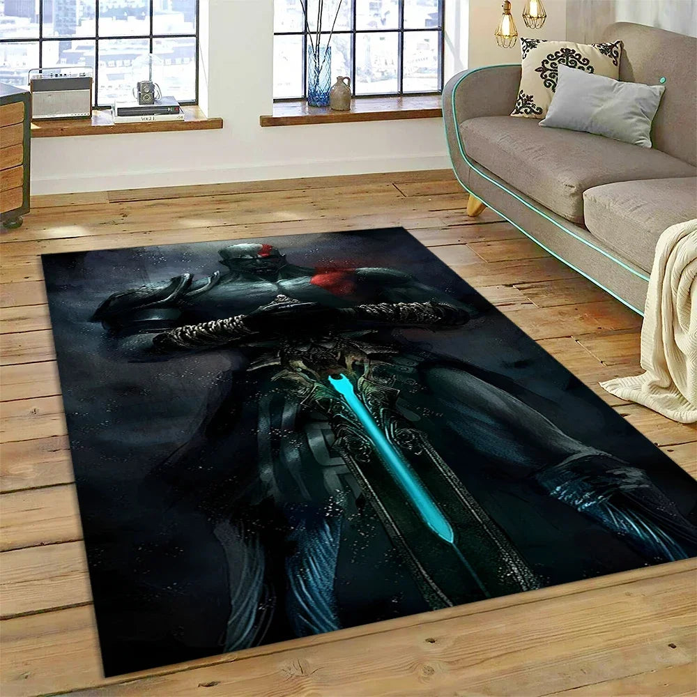 God of War Games Kratos Cartoon 3D Carpet Rug for Bedroom Living Room Home Sofa Decoration,Children Game Large Decor Floor Mat