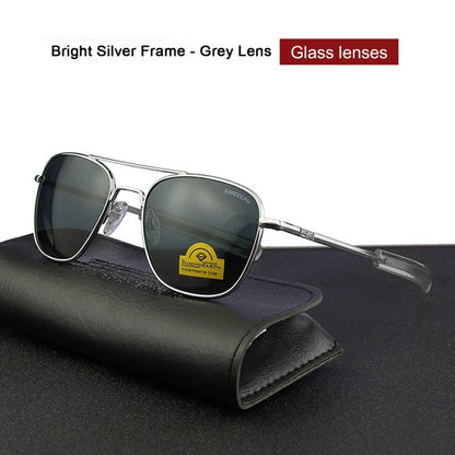 RE Sunglasses Man American Army Military Aviation Pilot Sun Glasses Glass Lens Woman Luxury Brand Vintage Metal Titanium Frame