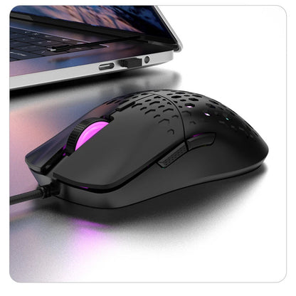 OnePlus G701 Wired 6 Keys Mouse Honeycomb Perforated Colorful Lighting Gaming And Office For Microsoft Windows Apple IOS System