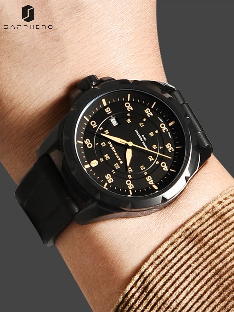 Montre pour homme SAPPHERO – Montre à quartz de luxe, étanche jusqu'à 50 m, équipée d'un mécanisme importé et d'un boîtier en acier inoxydable – Une idée cadeau idéale pour homme.