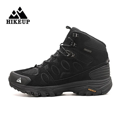 HIKEUP Scarponi da trekking da uomo alti, scarpe invernali da outdoor, con lacci, antiscivolo, sportive, casual, da trekking, in pelle scamosciata, calde