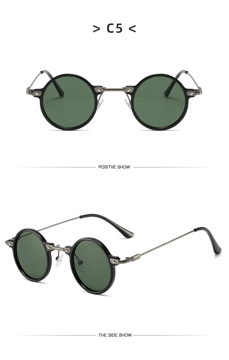 Occhiali da sole rotondi per uomo e donna, occhiali da sole retrò in stile steampunk, occhiali da sole da uomo e da donna, occhiali da sole di marca, montatura in metallo, occhiali da sole