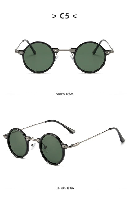 Occhiali da sole rotondi per uomo e donna, occhiali da sole retrò in stile steampunk, occhiali da sole da uomo e da donna, occhiali da sole di marca, montatura in metallo, occhiali da sole