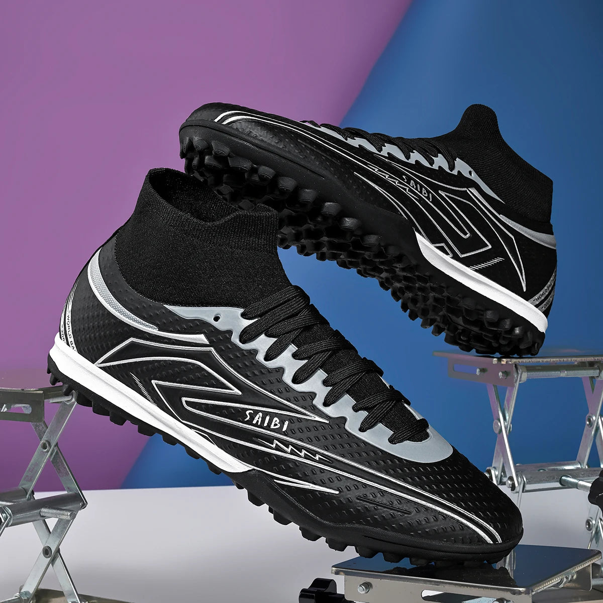 Botas de fútbol Outdoor TF Turf: parte superior de tejido PU cómodo, suela de goma de alto agarre, calidad fiable. Zapatillas deportivas para niños y adolescentes.