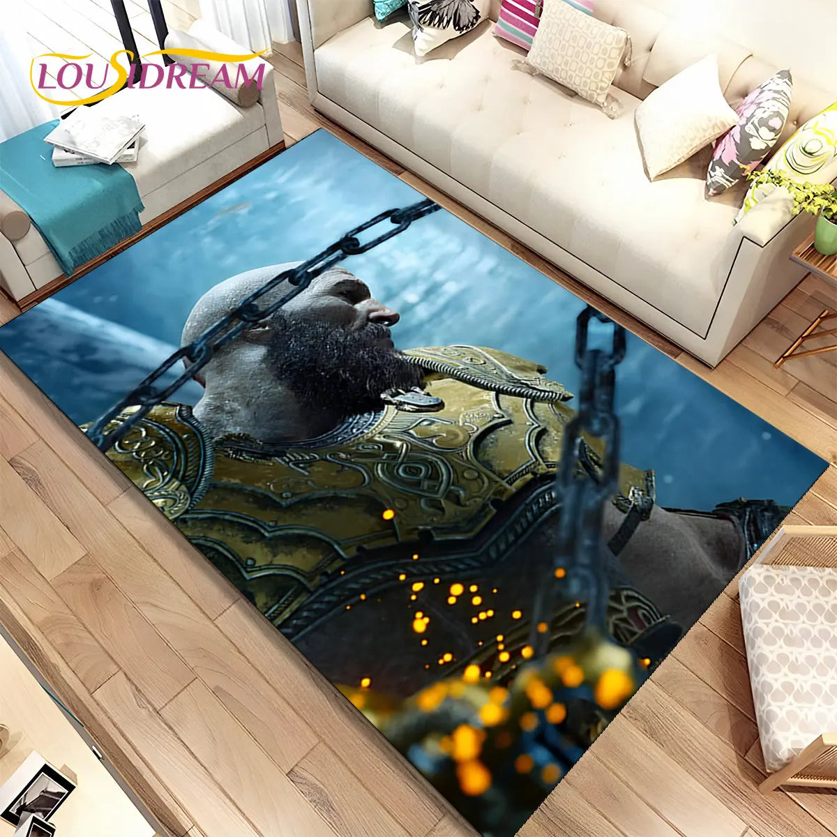 God of War Game Gamers Kratos  Area Rug,Carpet Rug for Living Room Bedroom Sofa Doormat Decoration, Kids Play Non-slip Floor Mat