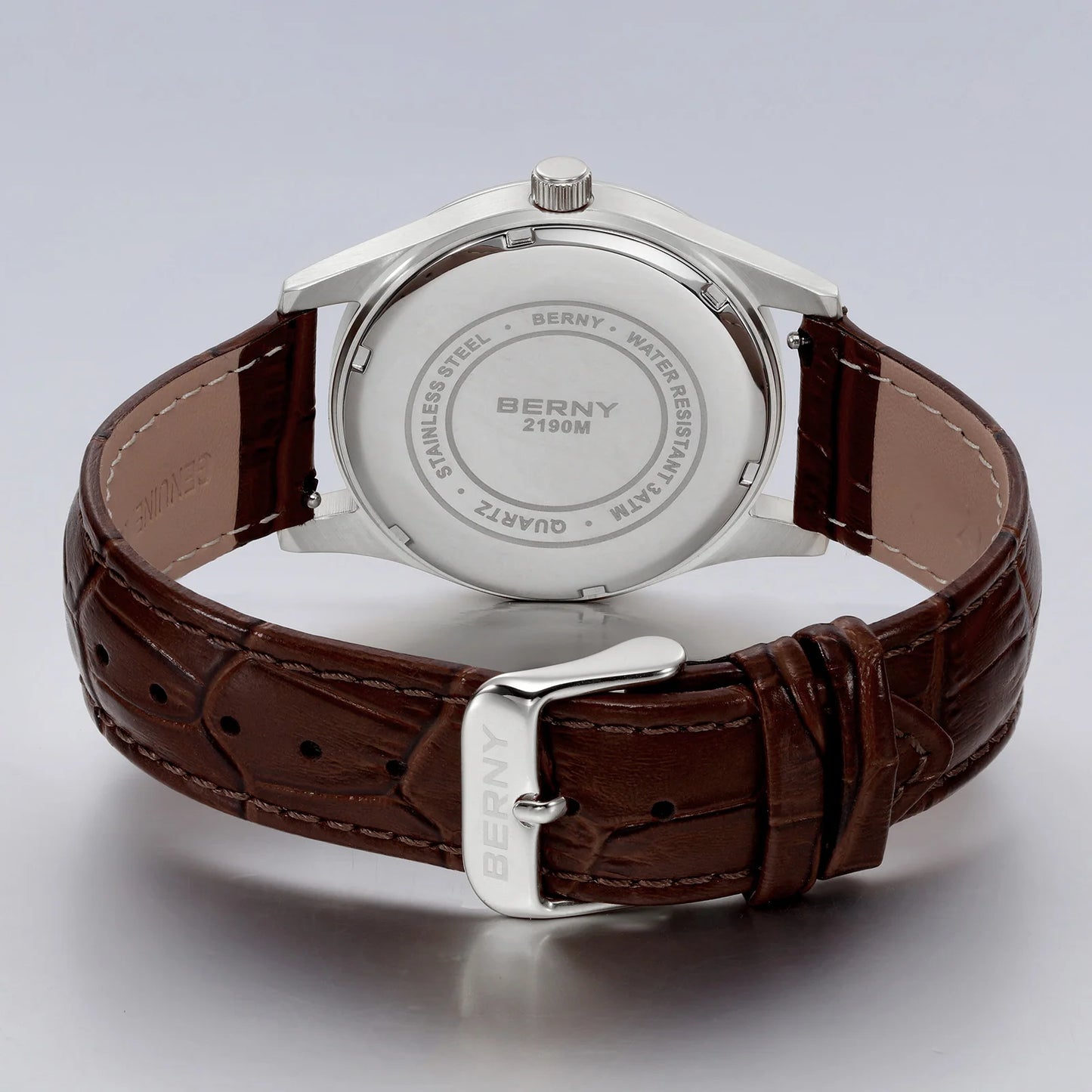 BERNY Watches for Men Moon Phase Quartz Men's Watch Day and Date Calendar Easy Read Vintage-Style Business Dress Wristwatch