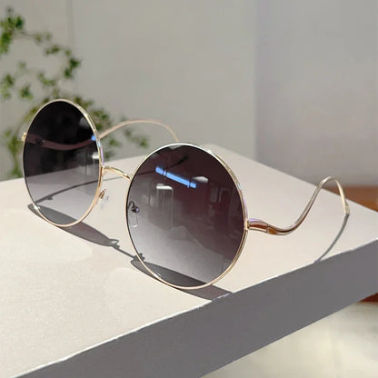 KAMMPT Oversized Round Sunglasses Women 2024 New Fashion Vintage Gradient Shades Retro Trendy Luxury Stylish Design Sun Glasses