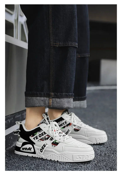 Scarpe da skateboard da uomo, sneakers estive, in pelle, casual, alla moda, per attività all'aperto, corsa, sport, escursionismo, tennis, con zeppa, di marca, di lusso