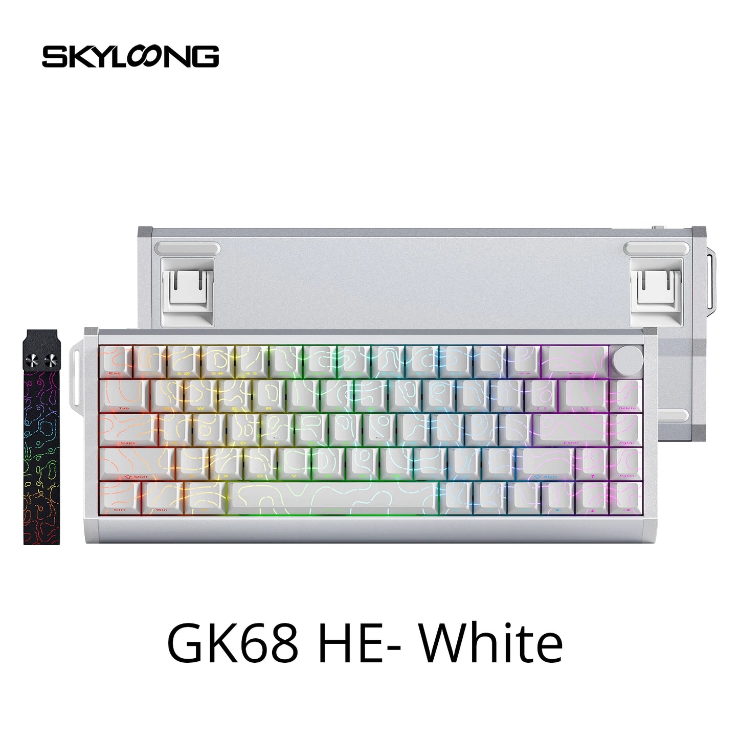 Tastiera magnetica SKYLOONG GK61/GK68 HE con case in alluminio, 8000hz, RT0.01mm, Rapid Trigger, keycap PBT, retroilluminazione RGB, tastiera gaming cablata