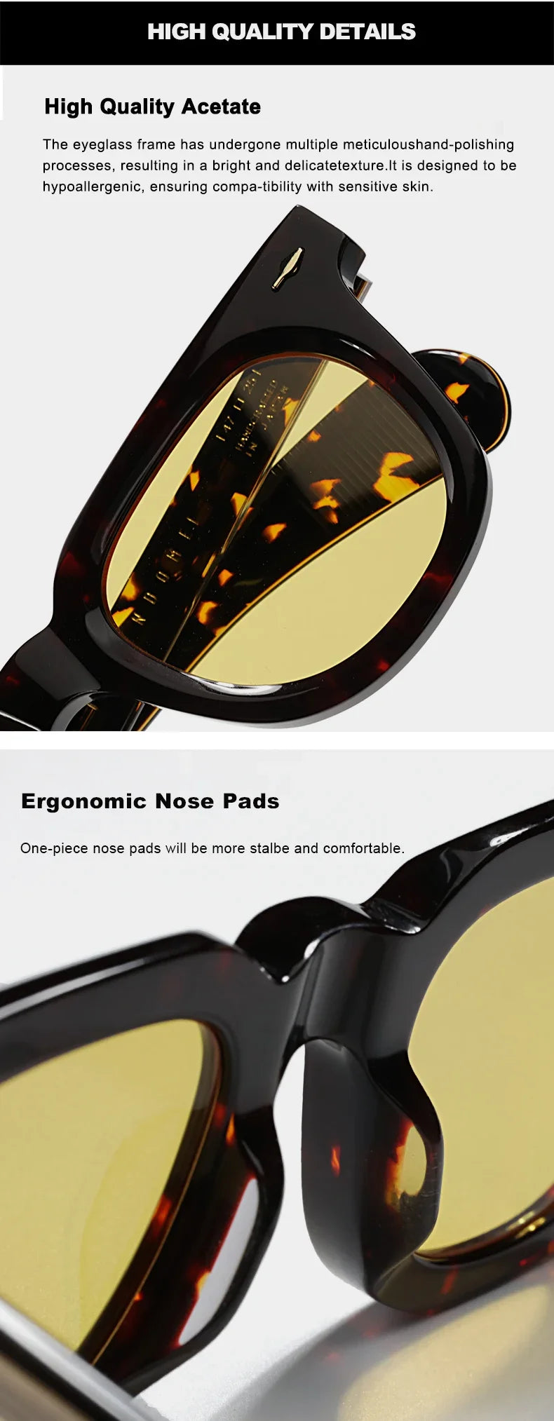 Luxury Brand Designer Classic Acetate Tortoise High Quality Sunglasses Man Retro Eyewear Fashion Men Outdoor Eyeglasses 148mm