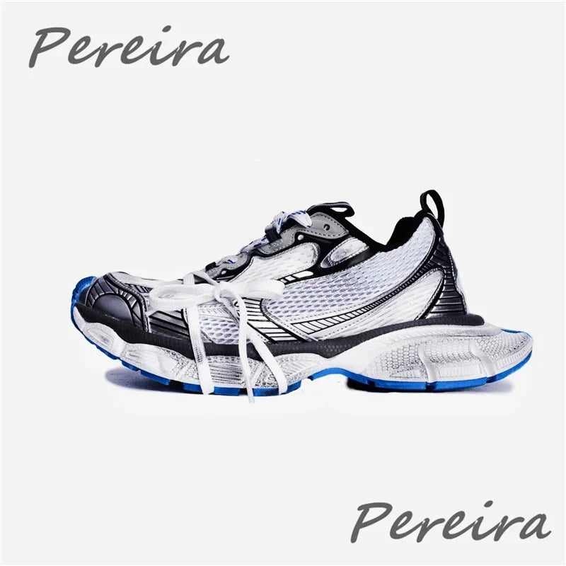 Pantofi sport pentru bărbați Street Style cu talpă groasă, culori mixte noi, cu șireturi, încălțăminte casual pentru cupluri, confortabilă și respirabilă, pentru alergare și mers pe jos