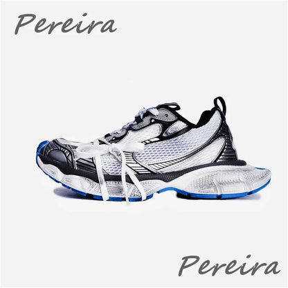 Pantofi sport pentru bărbați Street Style cu talpă groasă, culori mixte noi, cu șireturi, încălțăminte casual pentru cupluri, confortabilă și respirabilă, pentru alergare și mers pe jos