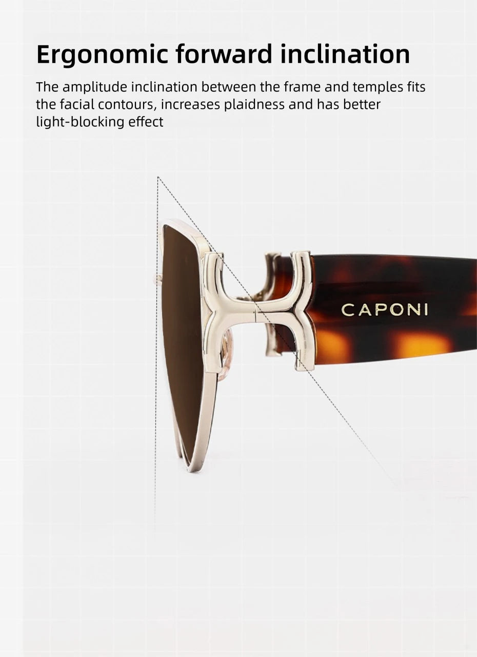 CAPONI Luxury Women Polarized Sunglasses Vintage Acetate Outdoor Original Design Eyewear UV400 Protection Brown Shade CP34020