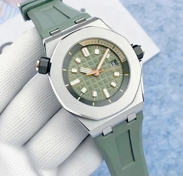 High End 42mm Luxury Mens Automatic Watches 904L Stainless Steel Black Blue Rubber Bracelet Sapphire Lens Waterproof Casual