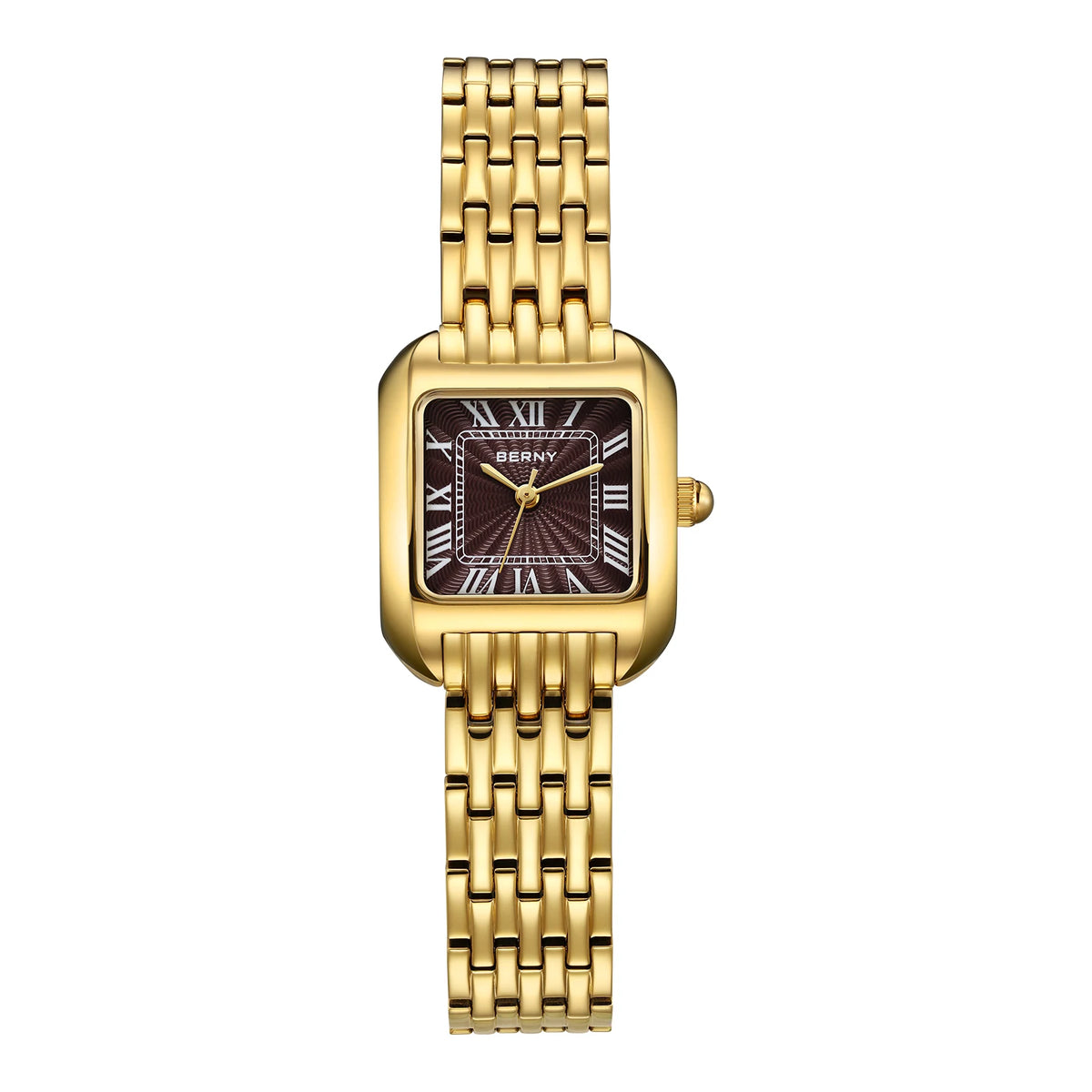 BERNY Gold Watch for Women Luxury Brand Square Ladies Quartz Watches New In Top Quality Fashion Elegant Business S/S Wristwatch