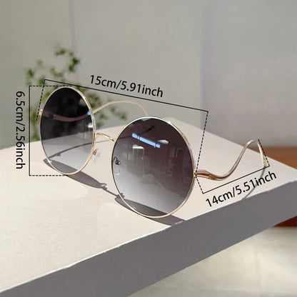 KAMMPT Oversized Round Sunglasses Women 2024 New Fashion Vintage Gradient Shades Retro Trendy Luxury Stylish Design Sun Glasses