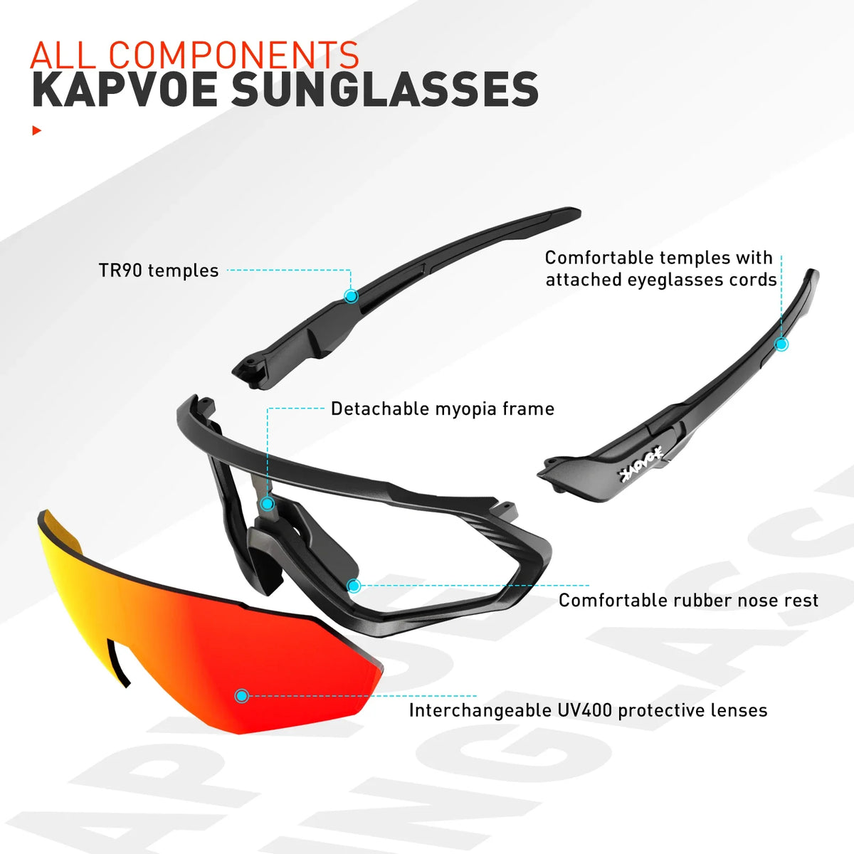 Kapvoe Herren-Marken-Angelbrille, Mountainbike- und Radfahrbrille, Damen-Rennradbrille, Fahrradbrille, Radsportbrille, Oculos Ciclismo