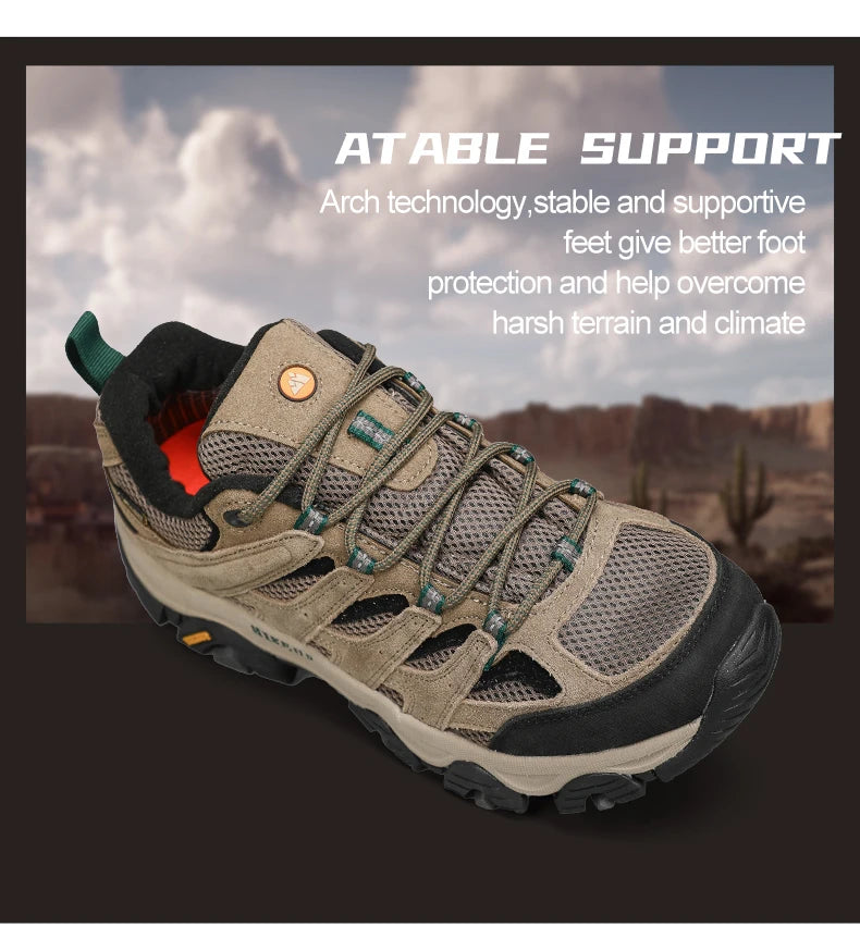 HIKEUP: Zapatillas de senderismo para hombre, de diseño, para escalada y trekking, de cuero, para deportes al aire libre, trabajo y carrera.
