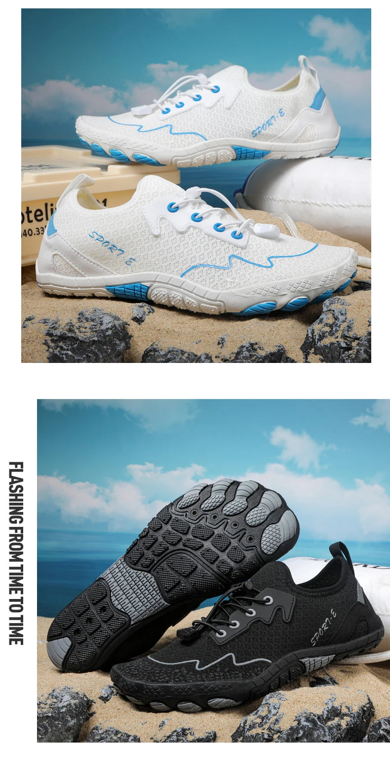 Sapatos para caminhar na água sem sapatos - Homem e Mulher - Sapatos de praia em malha de secagem rápida - Sapatos antiderrapantes para atividades ao ar livre - Sapatos unissexo para desportos aquáticos