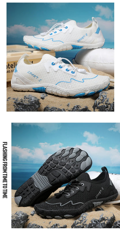 Sapatos para caminhar na água sem sapatos - Homem e Mulher - Sapatos de praia em malha de secagem rápida - Sapatos antiderrapantes para atividades ao ar livre - Sapatos unissexo para desportos aquáticos