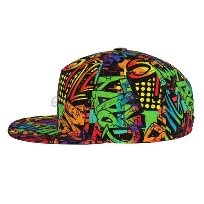 Colorful Graffiti Art Print Baseball Cap Adjustable Snapback Hat for Men Women Unisex Hip Hop Caps Flat Bill Brim Hats