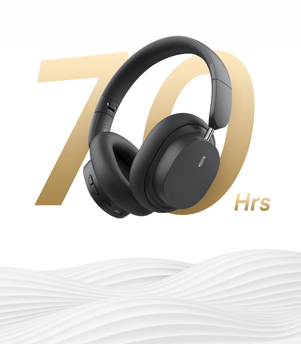 Baseus Bowie D05 Wireless Bluetooth 5.3 Headphones – HiFi Stereo Foldable 70H Battery Over-Ear Headset with Deep Bass & Dual Connection