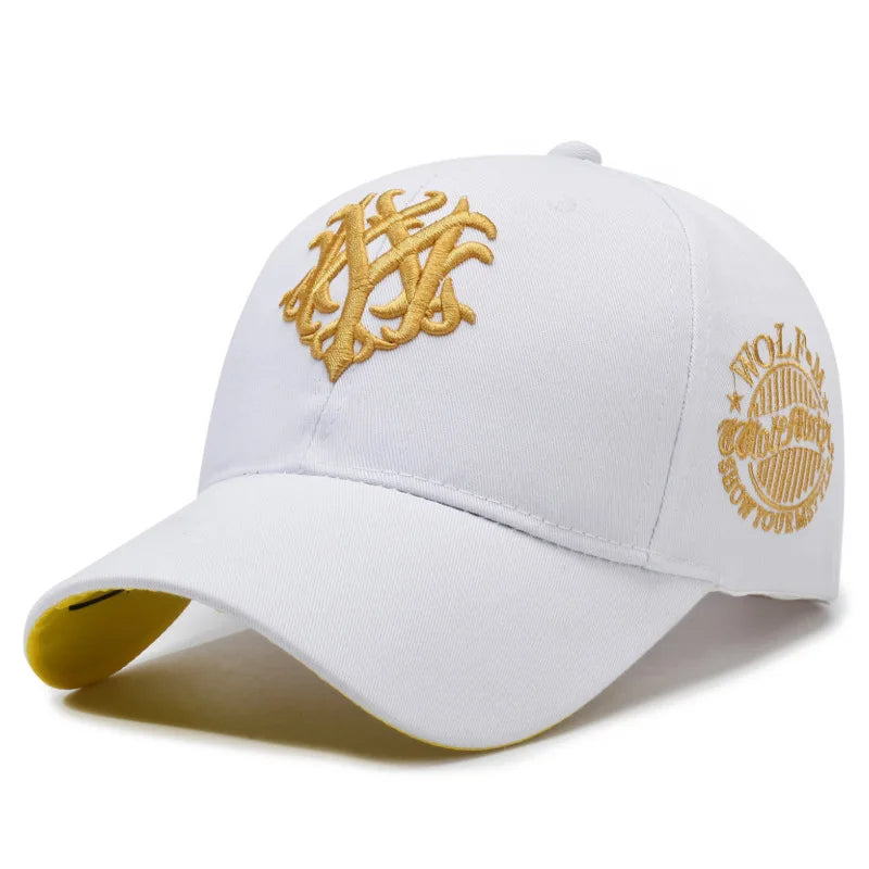 Vintage Gothic Embroidered "NY" Baseball Cap – Adjustable Cotton Snapback Hat for Men Women, Casual Outdoor Sun Hat