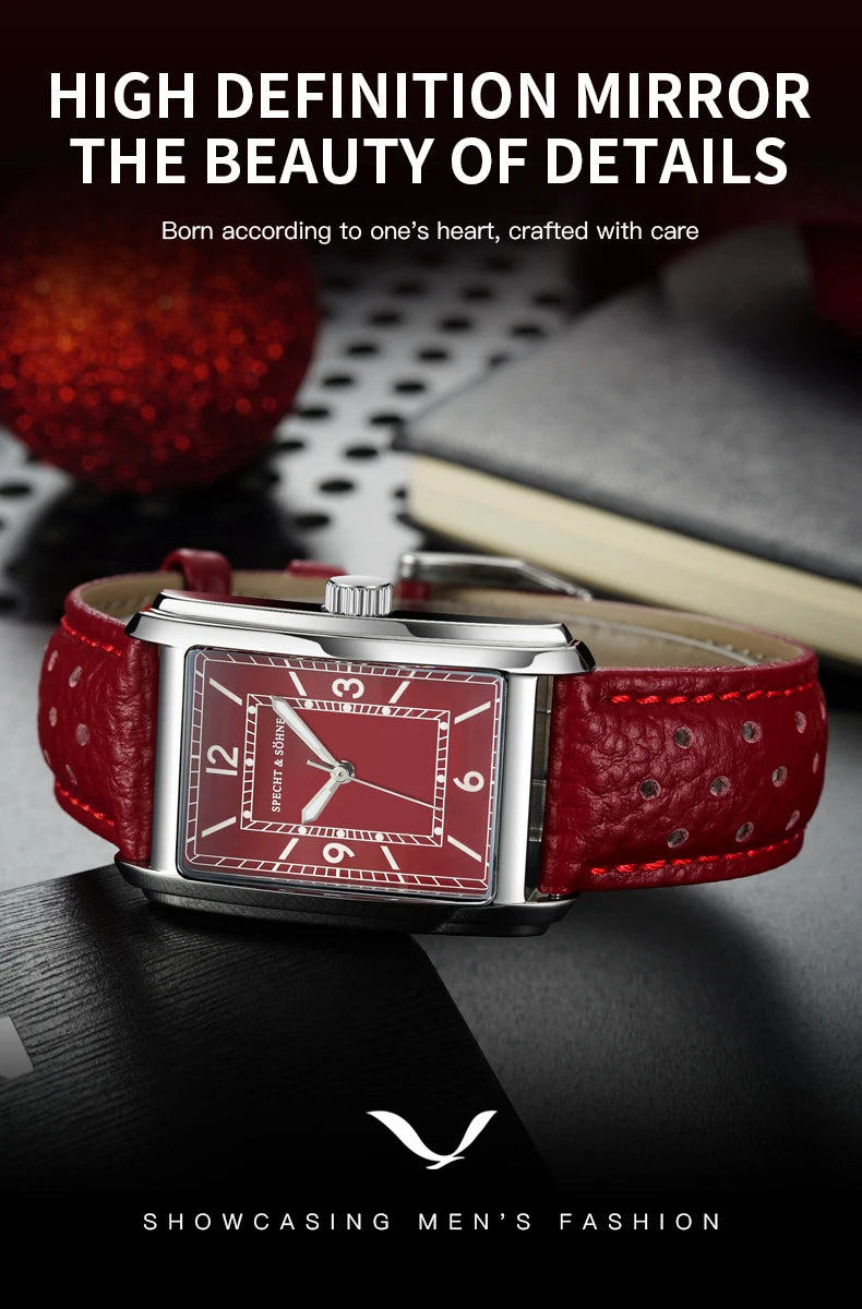 New Specht & Söhne Fashion Couple Watches VH31 Quartz Watches Casual Retro Clocks Sapphire Crystal Leather Strap Wristwatch