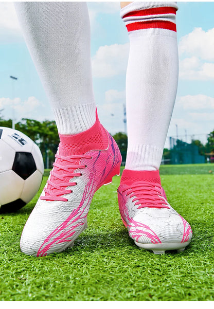 Chaussures de football à crampons FG pour terrain ferme, coupe basse, à lacets, pour hommes, professionnelles, antidérapantes, résistantes à l'usure, pour entraînement sur herbe naturelle