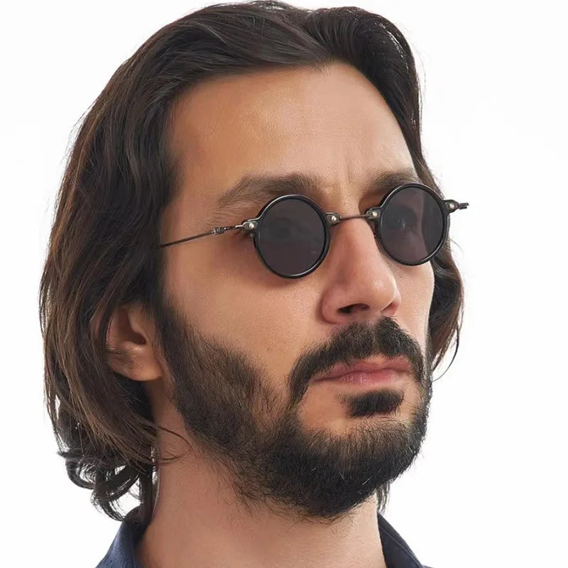Occhiali da sole rotondi per uomo e donna, occhiali da sole retrò in stile steampunk, occhiali da sole da uomo e da donna, occhiali da sole di marca, montatura in metallo, occhiali da sole