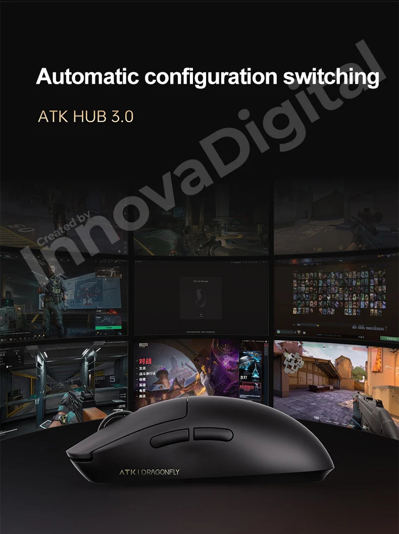 ATK Dragonfly A9 Ultimate trådløs gamingmus A9 Air PAW3950 ultralet ergonomisk e-sportsmus til gamere FPS CSGO A9 Ultra