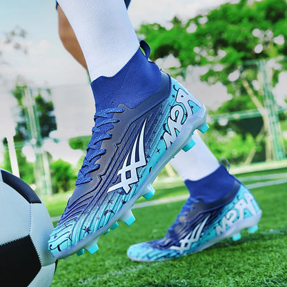 Chaussures de football pour hommes et femmes, chaussures de sport à crampons longs, idéales pour les étudiants, les matchs et l'entraînement.