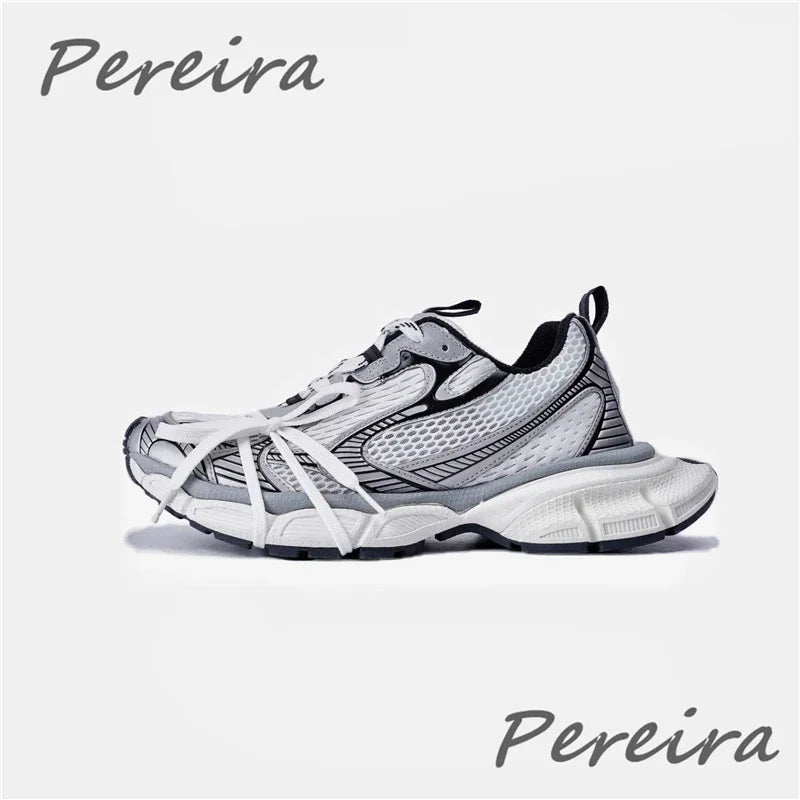 Pantofi sport pentru bărbați Street Style cu talpă groasă, culori mixte noi, cu șireturi, încălțăminte casual pentru cupluri, confortabilă și respirabilă, pentru alergare și mers pe jos