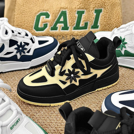 Sapatos de Moda para Homem, Ténis de Tendência Street e Skateboard, Ténis de Treino de Marca de Luxo em Malha Respirável, Calçado Casual Masculino