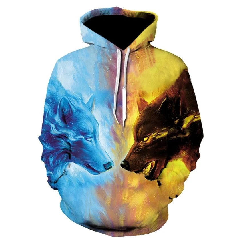Autumn and Winter New Personalized Hoodie Animal Wolf 3D Men's Hoodie Designer Men's High Quality Hoodie