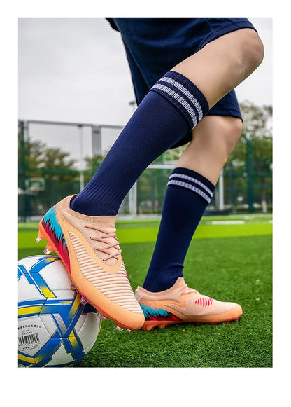 Men Football Boots Shoes FG Soccer Shoes Non-Slip Cleats Ultralight Soccer Match Long Spikes Outdoor Training Drop Shipping