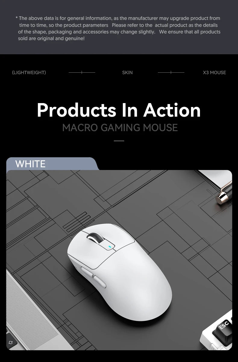 X3 Gaming Mouse Wireless ATTACK SHARK Rot 4K Rückläufe, Bluetooth-Tri-Mode-Verbindung, PAW3395, Makro-Bluetooth-Gaming-Maus