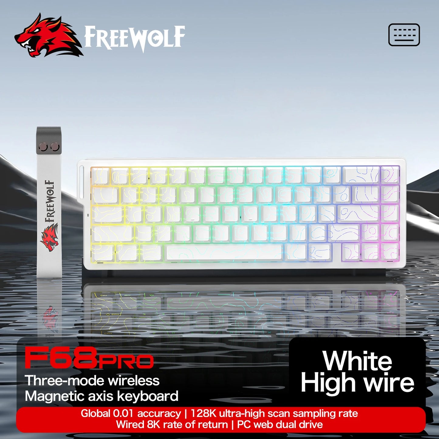Magnetic Gaming Keyboard ATTACK SHARK X68HE X68PRO HE and FREEWOLF F68 Wired F68Pro Wireless for Pro Gaming 0.01mm Rapid Trigg