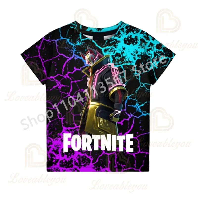 F-Fortnited T-Shirt για νέους: Battle Game – Κοντομάνικα καλοκαιρινά μπλουζάκια για ενήλικες, για εφήβους και έφηβες