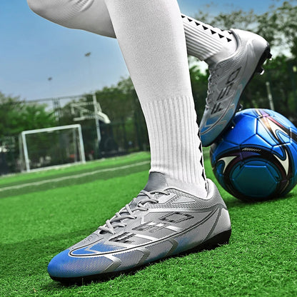 Chaussures de football pour jeunes, crampons pour terrain dur, fermeture à lacets, chaussures de football pour enfants, garçons et filles, chaussures d'entraînement pour activités de plein air.
