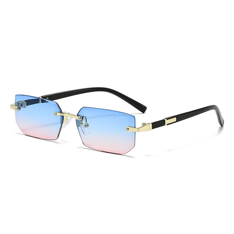 Vintage Rectangle Sunglasses Men New Rimless Fashion Beach Shades Women Trendy Luxury Brand Design Casual Anti-UV Sun Glasses