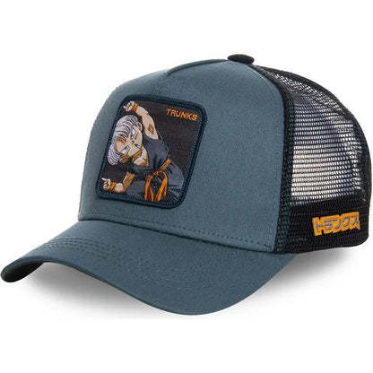 Dragon Ball Buu Goku Cap Summer Travel Peaked Cap Men's Embroidery Hip-Hop Cap Style Sun Visor Adjustable Trucker Mesh Cap